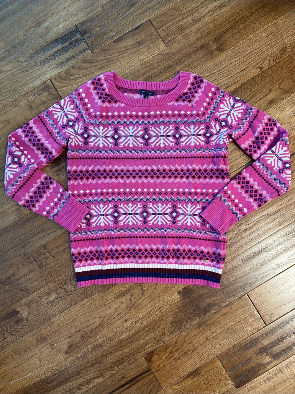 Tommy Hilfiger Pink Fair Isle Crewneck Sweater